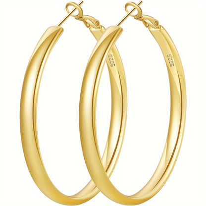 Hoop Earrings for Women - Sterling Silver for - 925 Silver Hypoallergenic Large Round , Lightweight - product detail view 3