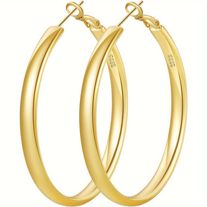 Hoop Earrings for Women - Sterling Silver for - 925 Silver Hypoallergenic Large Round , Lightweight - product detail view 13