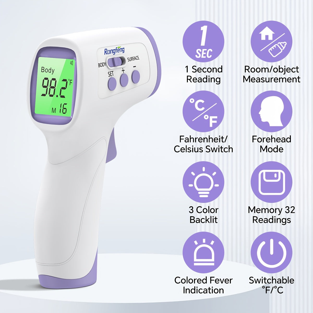 Infrared Forehead Thermometer - LCD Display, Memory and Silent Mode – view 4