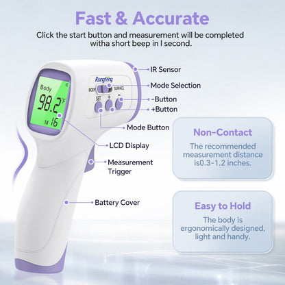 Infrared Forehead Thermometer - LCD Display, Memory and Silent Mode – view 7