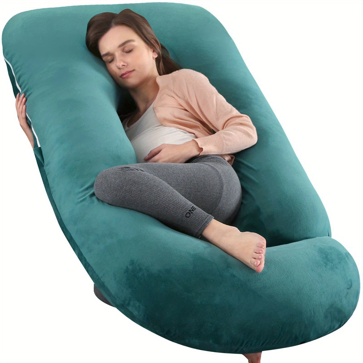 J-Shaped Pregnancy Pillow - Full-Body Support with Removable Cover – view 6