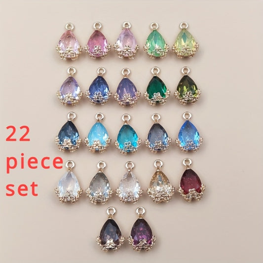 Jewelry Accessories - Water Drop Pendant Set 22pcs Plum Blossom Edge Teardrop Charms DIY Making - main product view