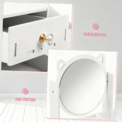 Jewelry Box - with Cat Ear Mirror Large Dressing Table Organizer for Bedroom Home - product detail view 15