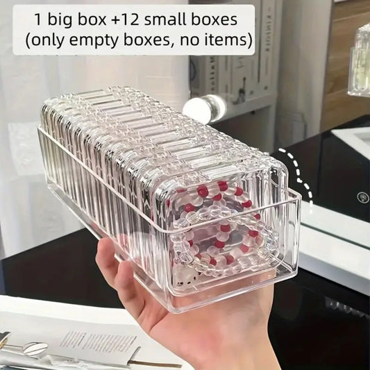 Jewelry Box - Organizer Stackable Clear 13-Piece Transparent Dust-Proof Storage - main product view