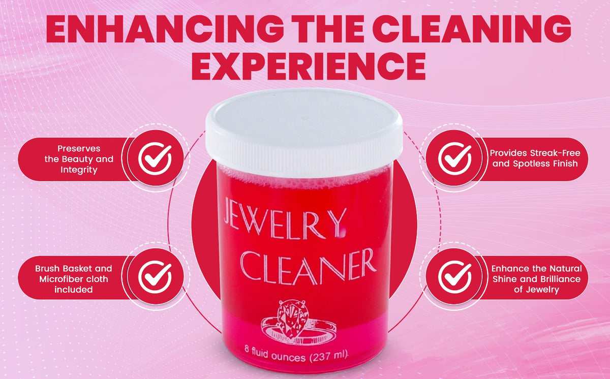 Jewelry Cleaner - Solution 8 fl oz Gold, Silver & Platinum Dip with Cleaning Brush, Strainer - product detail view 11