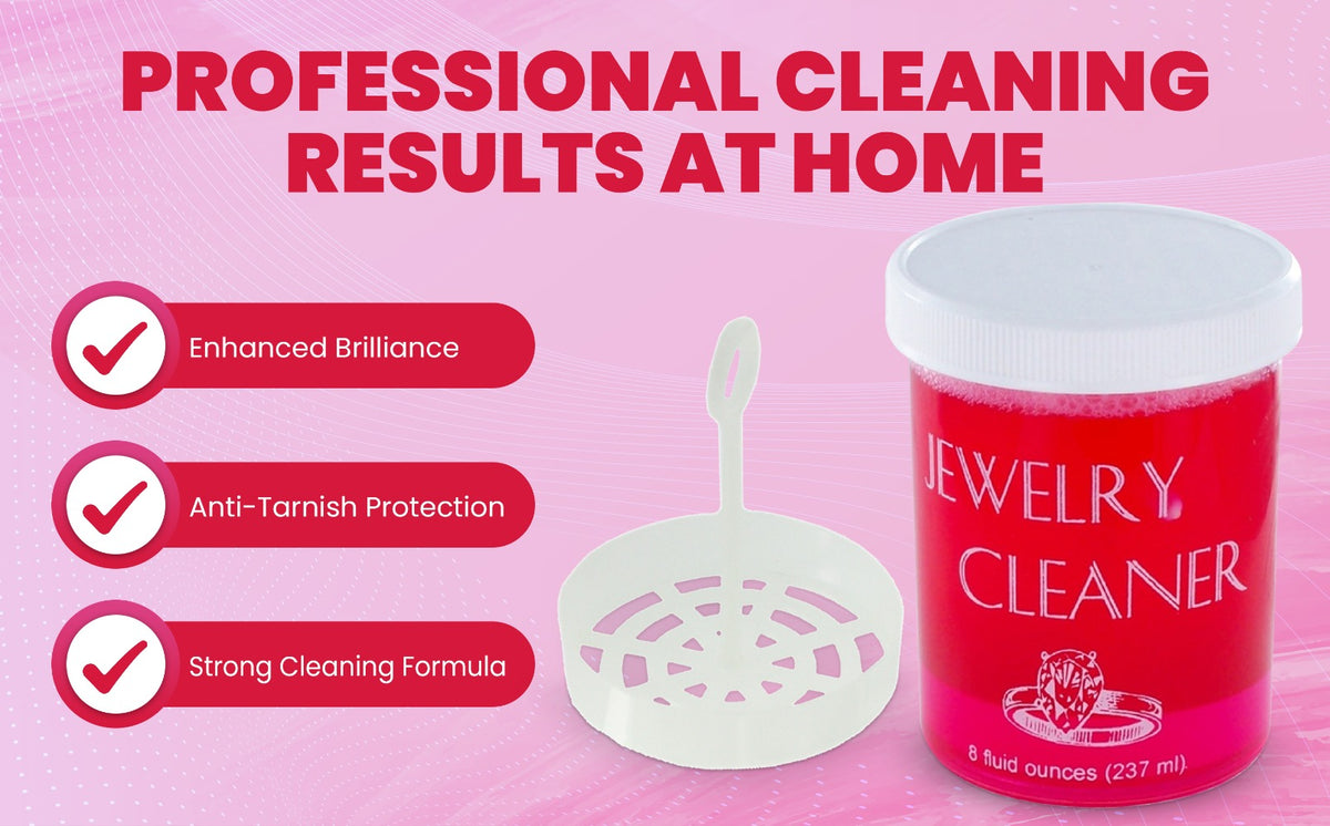 Jewelry Cleaner - Solution 8 fl oz Gold, Silver & Platinum Dip with Cleaning Brush, Strainer - product detail view 13