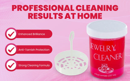 Jewelry Cleaner - Solution 8 fl oz Gold, Silver & Platinum Dip with Cleaning Brush, Strainer - product detail view 13