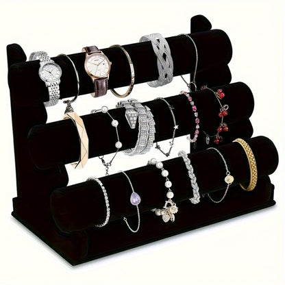 Jewelry Display Stand - 3-Tier Desktop Rack for Watches, Bracelets & Bangles Stylish Home Decor - product detail view 9