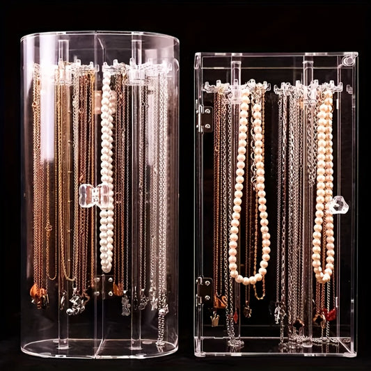 Jewelry Display Stand - Clear Acrylic Dustproof Necklace & Bracelet Organizer with Shelves for - main product view