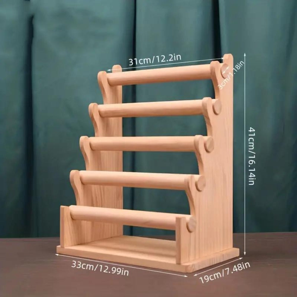 Jewelry Display Stand - Holder Wood 5-Tier Removable Tabletop Rack for Bracelets, Necklaces & - product detail view 12