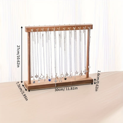 Jewelry Display Stand - Necklace Multi-Hook Rustic Rack Tabletop Organizer for Home, Boutique & - product detail view 2