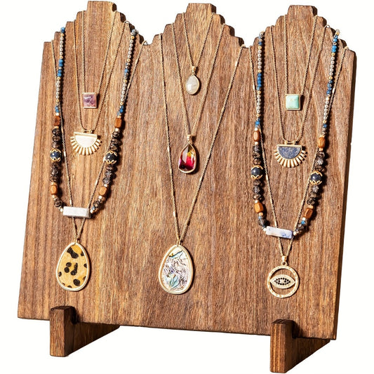 Jewelry Display Stand - Wooden Necklace Organizer Vertical Holder Rustic Wood Showcase for Craft - main product view