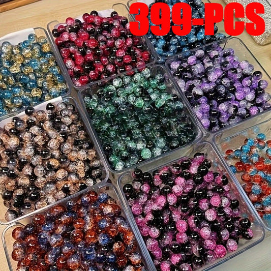 Jewelry Making Beads - Crackle Stone 399 Pcs Set 10mm Assorted Multicolor Round for , Bracelets - main product view
