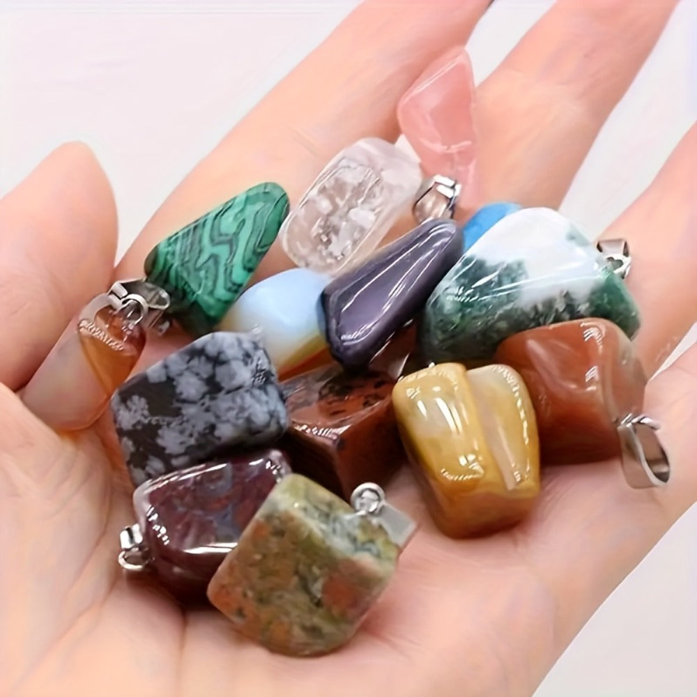 Jewelry Making Beads - Natural Agate Pendants 30pcs for - Irregular Boho Stone Charms for DIY - product detail view 6