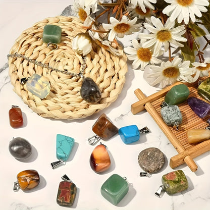 Jewelry Making Beads - Natural Agate Pendants 30pcs for - Irregular Boho Stone Charms for DIY - product detail view 9