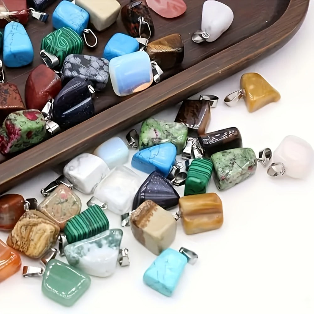 Jewelry Making Beads - Natural Agate Pendants 30pcs for - Irregular Boho Stone Charms for DIY - product detail view 10