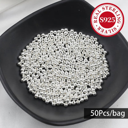 Jewelry Making Beads - S925 Sterling Silver Round 50pcs Loose Polished Spacer 2mm 2.5mm 3mm 4mm - product detail view 15