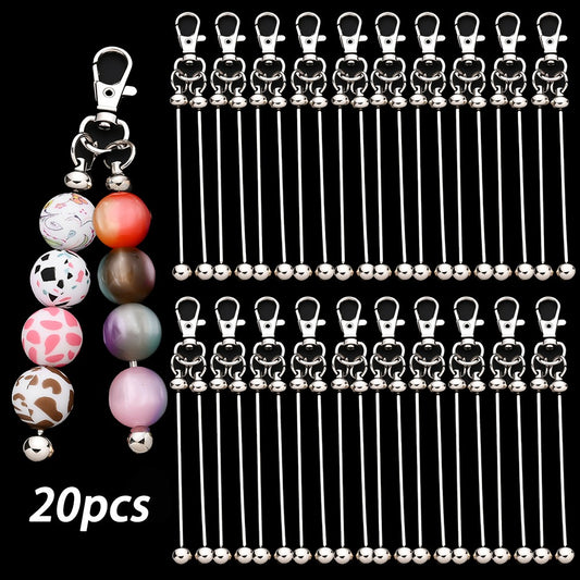 Jewelry Making Kit - Beadable Keychain Blank Bar Set 20pcs DIY Double Bar Key Rings with - main product view