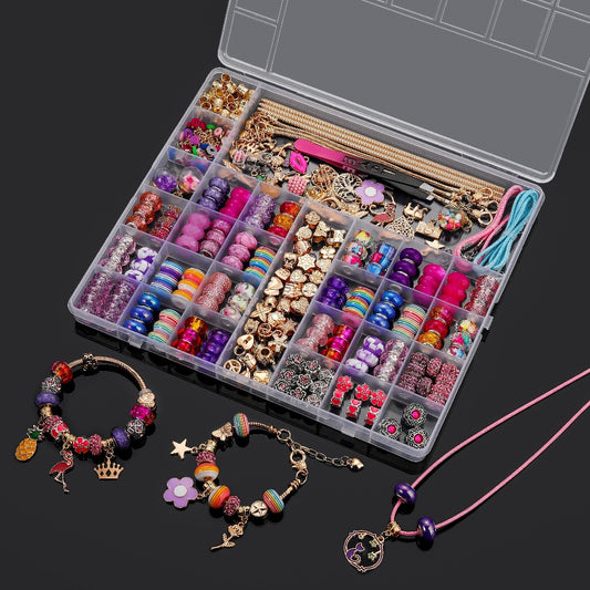 Jewelry Making Kit - Charm Bracelet 305pcs DIY Supplies with Golden & Silver Beads, Colorful - main product view