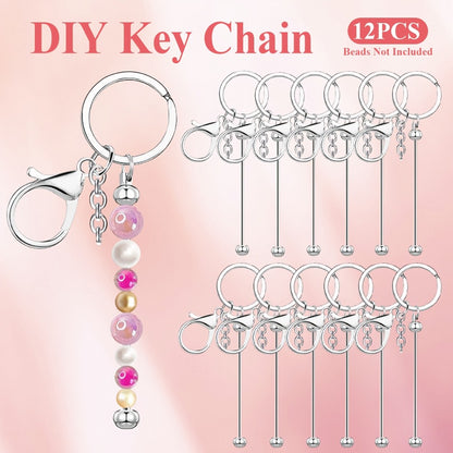 Jewelry Making Kit - Keychain Blanks Beadable Stainless Steel 12 & 24pcs DIY Beaded Keychain - product detail view 3