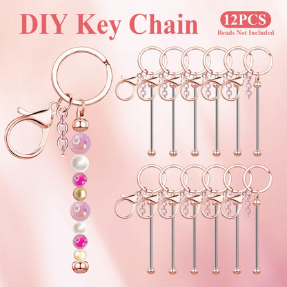 Jewelry Making Kit - Keychain Blanks Beadable Stainless Steel 12 & 24pcs DIY Beaded Keychain - product detail view 5