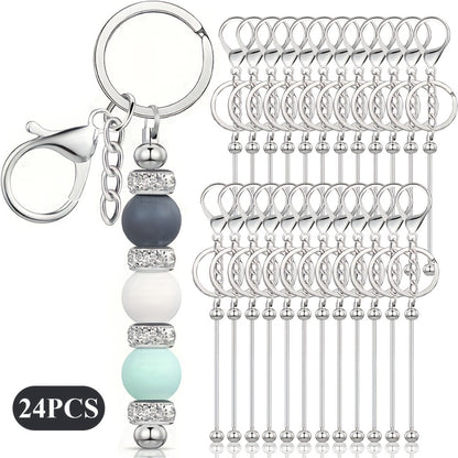 Jewelry Making Kit - Keychain Blanks Beadable Stainless Steel 12 & 24pcs DIY Beaded Keychain - product detail view 7