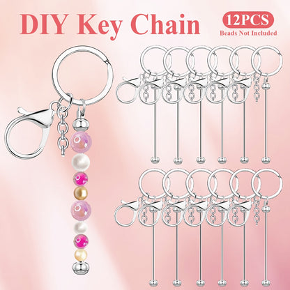 Jewelry Making Kit - Keychain Blanks Beadable Stainless Steel 12 & 24pcs DIY Beaded Keychain - product detail view 19