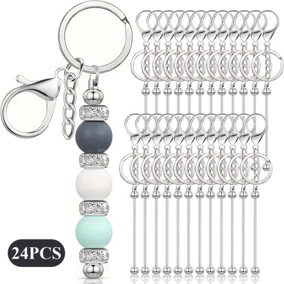 Jewelry Making Kit - Keychain Blanks Beadable Stainless Steel 12 & 24pcs DIY Beaded Keychain - product detail view 21