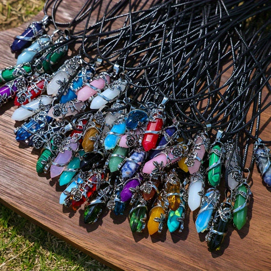 Jewelry Making Kit - Natural Stone Hexagon Prism Pendant Necklace Set 20pcs DIY Bulk , 10 - main product view