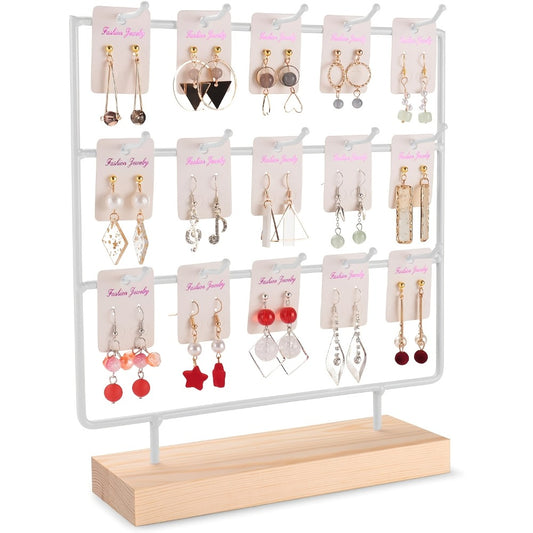 Jewelry Organizer - Earring Display Rack 15 Hook Iron Art Stand, Wall Hanging Earring Holder - main product view
