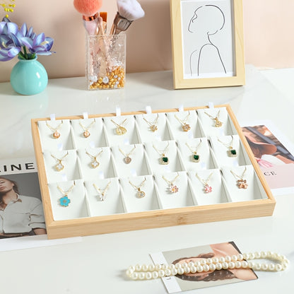 Jewelry Organizer - Tray Stackable 18 Compartments Velvet Drawer Insert Divider for Earrings - product detail view 18
