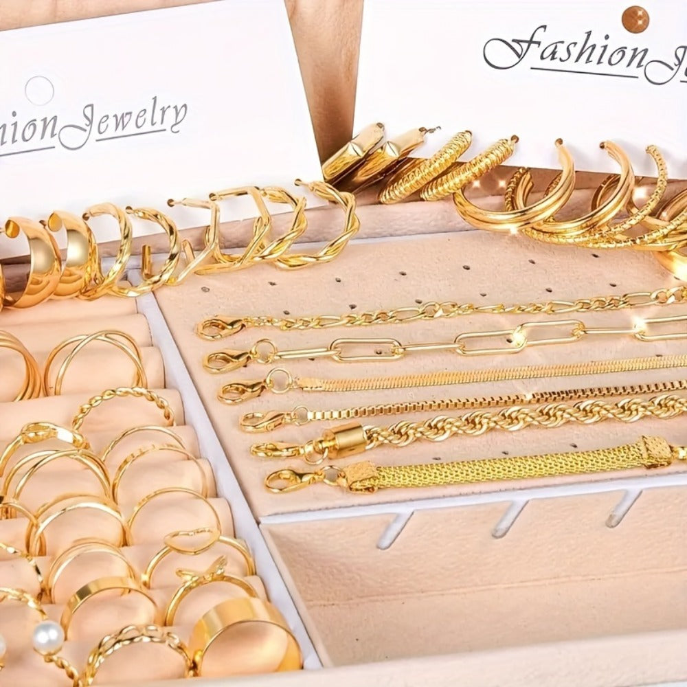 Jewelry Set for Women - for 57pcs Complete with Bracelets, Rings, Anklets, Earrings & Necklaces - product detail view 2