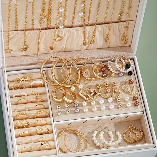 Jewelry Set for Women - for 86 Pieces Faux Pearl Butterfly Star Moon Necklace Bracelet Ring - main product view