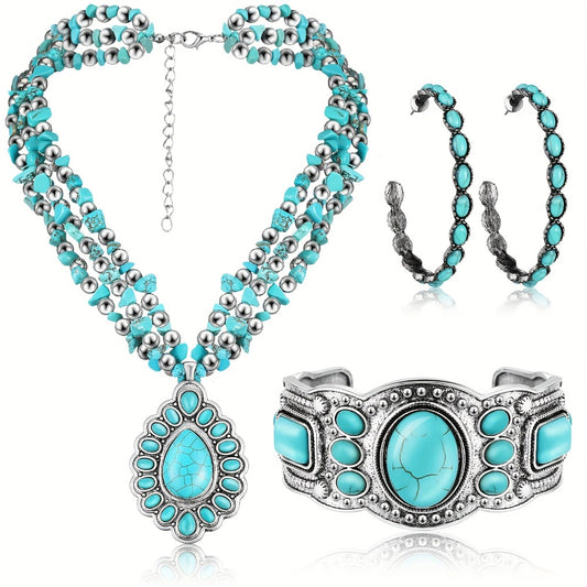 Jewelry Set for Women - Boho 3 Pieces for Western Bohemian Pendant Choker Necklace, Layered - main product view
