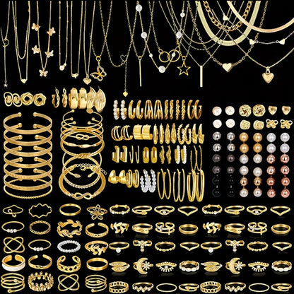 Jewelry Set for Women - Boho 37 47 50 71 87 Pieces Earrings Necklaces Rings Bangles Stackable - product detail view 2