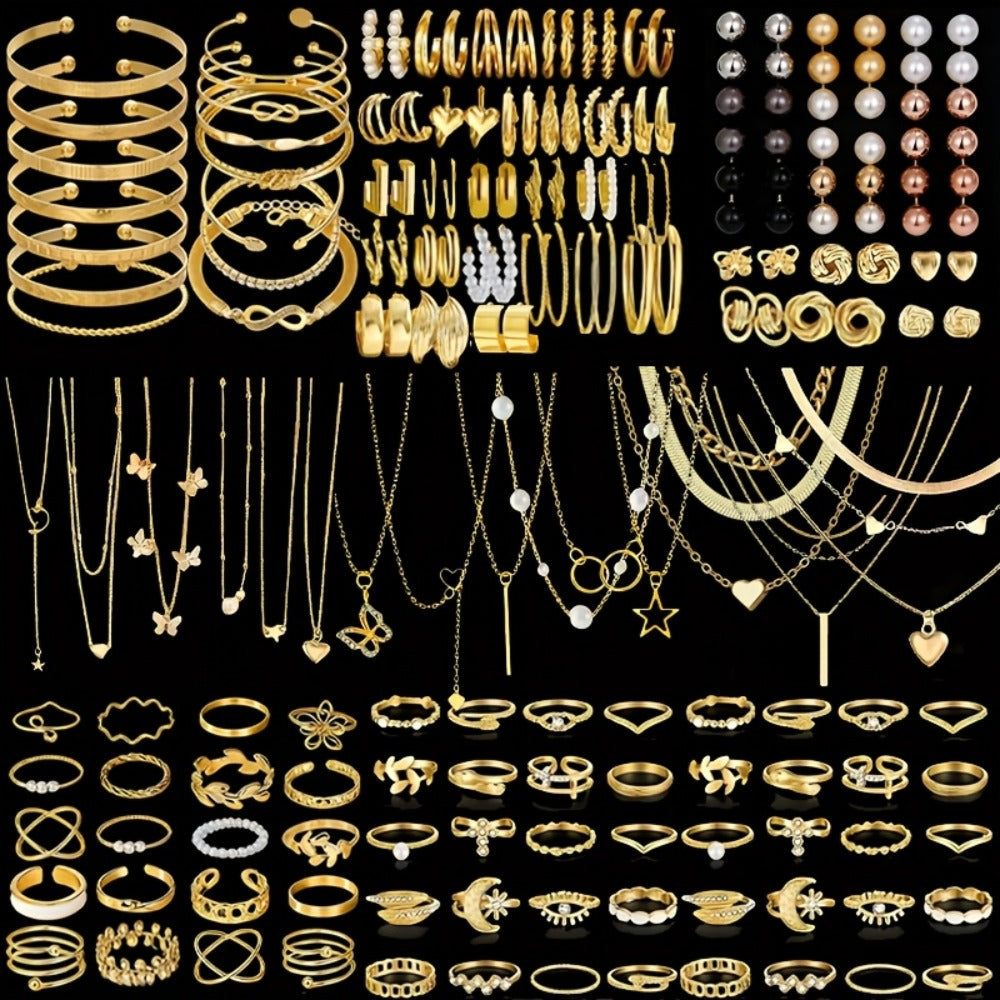 Jewelry Set for Women - Boho 37 47 50 71 87 Pieces Earrings Necklaces Rings Bangles Stackable - product detail view 4