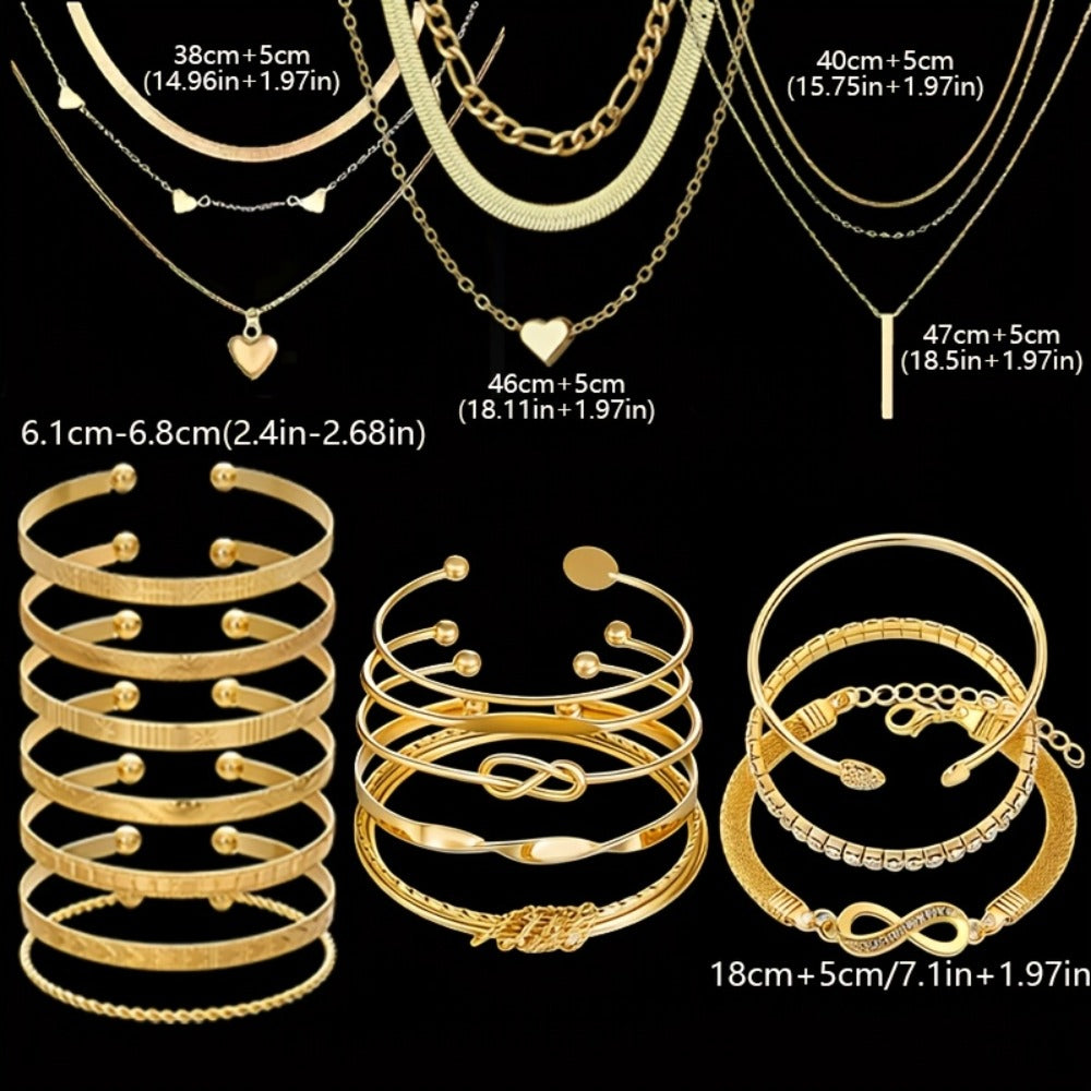 Jewelry Set for Women - Boho 37 47 50 71 87 Pieces Earrings Necklaces Rings Bangles Stackable - product detail view 12