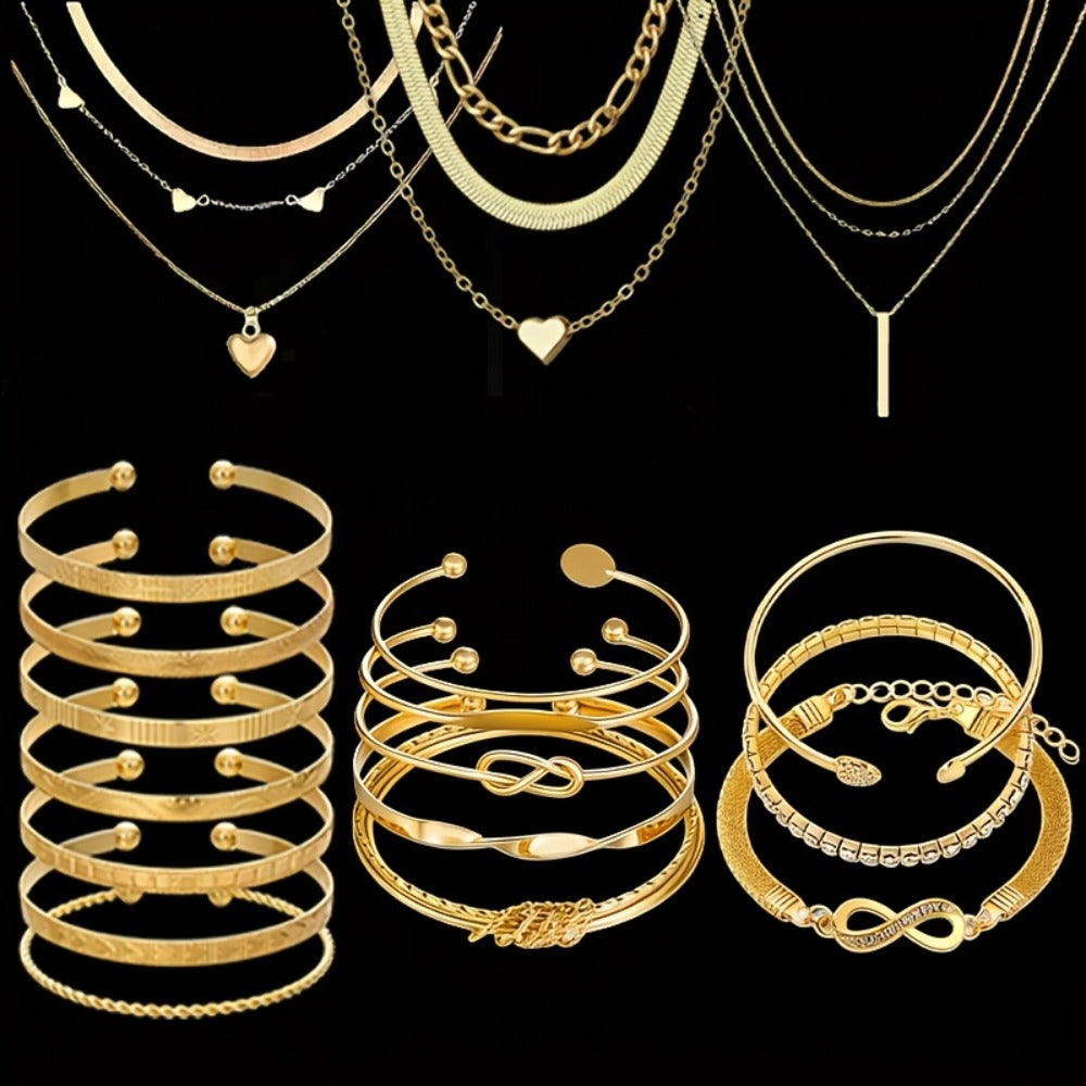 Jewelry Set for Women - Boho 37 47 50 71 87 Pieces Earrings Necklaces Rings Bangles Stackable - product detail view 14
