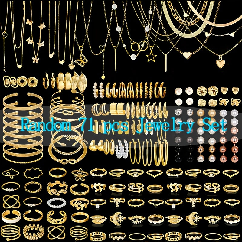 Jewelry Set for Women - Boho 37 47 50 71 87 Pieces Earrings Necklaces Rings Bangles Stackable - product detail view 17