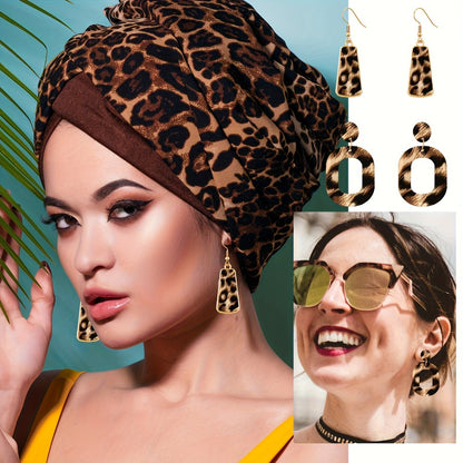 Jewelry Set for Women - Boho 7pcs Leopard Print Necklace Earrings Bracelet Handbag Fashion - product detail view 13