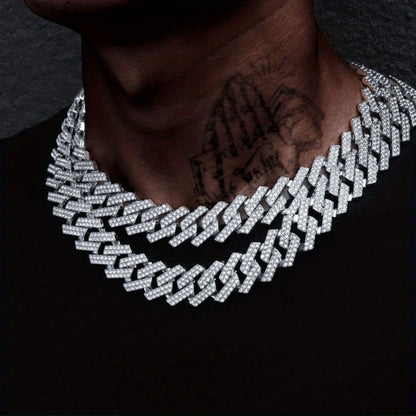 Jewelry Set for Women - Cuban Link Necklace and Bracelet Rhinestone Bling Unisex Hip Hop Y2K Punk - product detail view 13