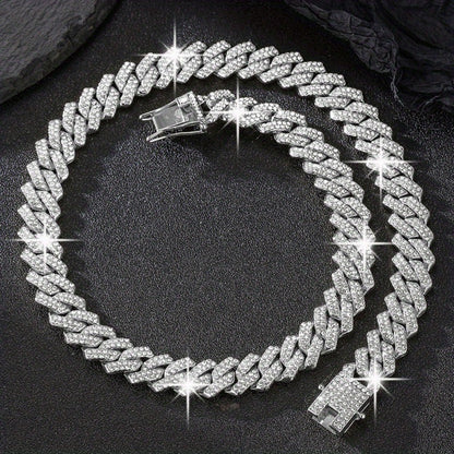 Jewelry Set for Women - Cuban Link Necklace and Bracelet Rhinestone Bling Unisex Hip Hop Y2K Punk - product detail view 17
