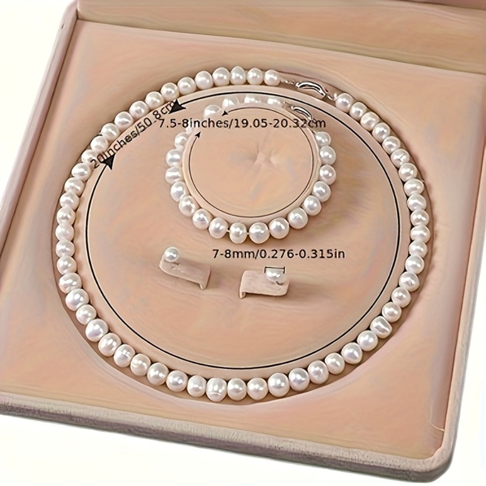 Jewelry Set for Women - Freshwater Pearl for - 925 Sterling Silver Cultured Pearl Necklace - product detail view 5