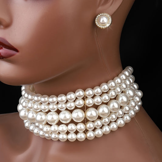 Jewelry Set for Women - Layered Necklace and Earrings for - Multi-Layer Metal Chain Necklace with - main product view