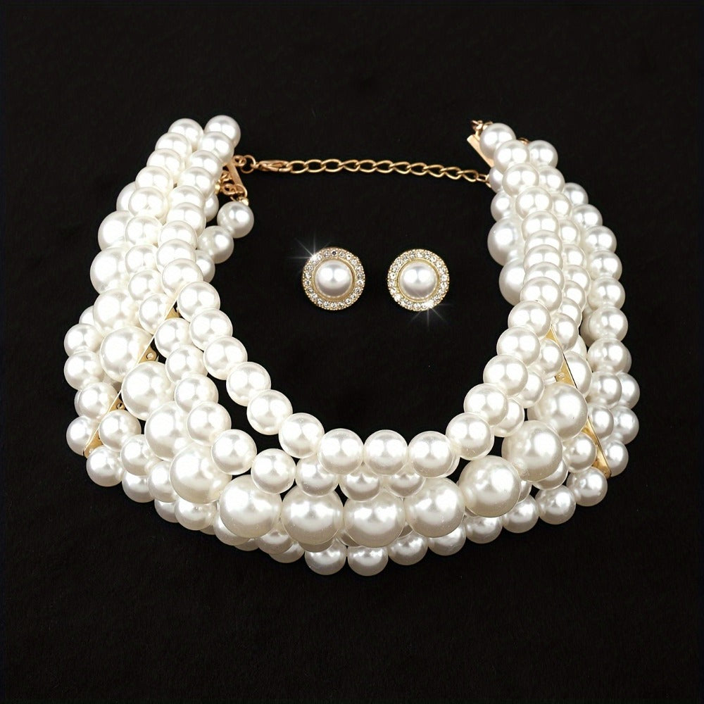 Jewelry Set for Women - Layered Necklace and Earrings for - Multi-Layer Metal Chain Necklace with - product detail view 3