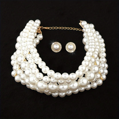 Jewelry Set for Women - Layered Necklace and Earrings for - Multi-Layer Metal Chain Necklace with - product detail view 7