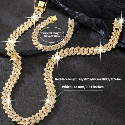 Jewelry Set for Women - Miami Cuban Link Chain Necklace and Bracelet for Men Luxury Bling Hip Hop - product detail view 4
