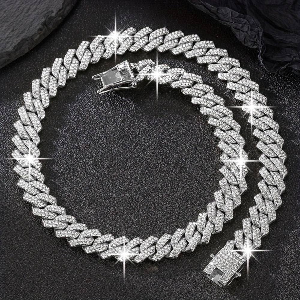 Jewelry Set for Women - Miami Cuban Link Chain Necklace and Bracelet for Men Luxury Bling Hip Hop - product detail view 8