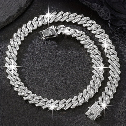 Jewelry Set for Women - Miami Cuban Link Chain Necklace and Bracelet for Men Luxury Bling Hip Hop - product detail view 8