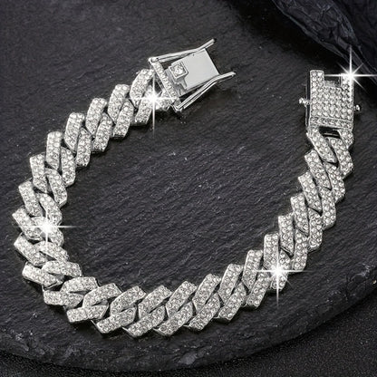 Jewelry Set for Women - Miami Cuban Link Chain Necklace and Bracelet for Men Luxury Bling Hip Hop - product detail view 9